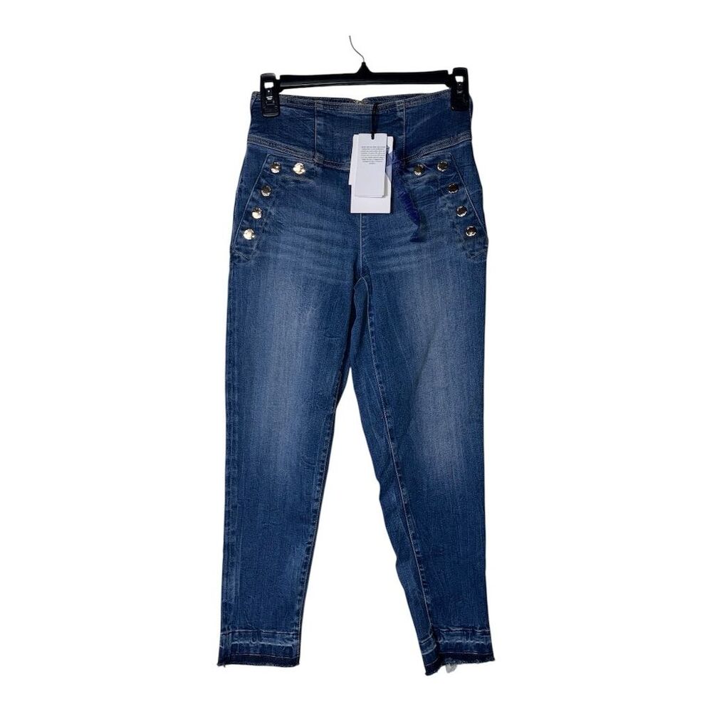 2029. Guess Women's High-Rise‎ Skinny Jeans Size 26 Blue Distressed Denim